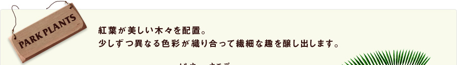 紅葉が美しい木々を配置。